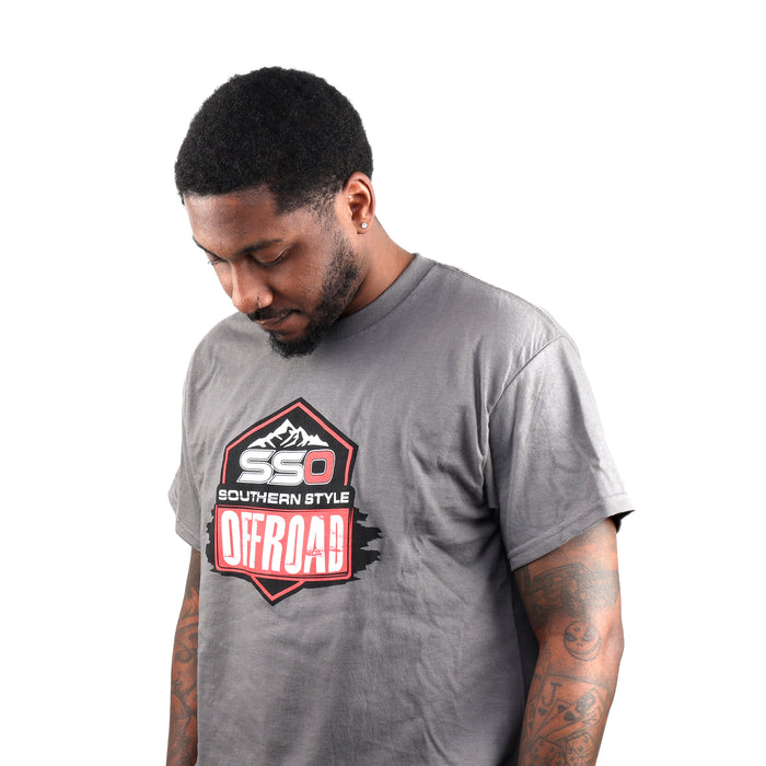 Southern Style Grey T-shirt with Red, Black and White Logo